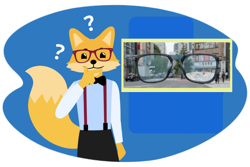 Der Smart Home Fox betrachtet eine AR Brille